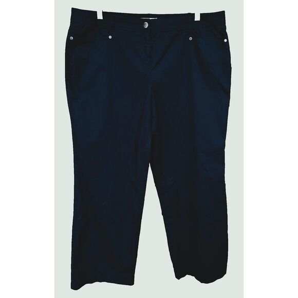 Calvin Klein CK Women’s Black Stretch Wide Leg Chino Pants Slacks Size 16 - Picture 1 of 4